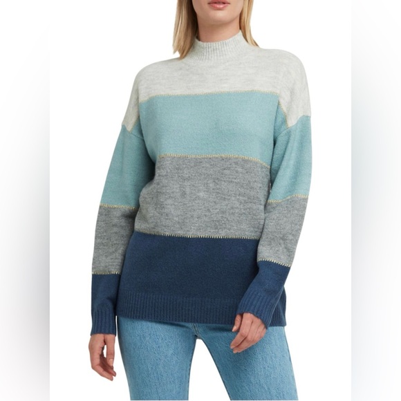Halston Heritage Sweaters - Halston Heritage Women's Striped Color Block Turtleneck Sweater | Size M